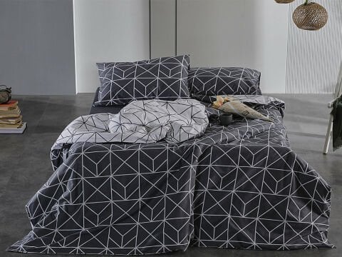 Ranforce Polka Nevresim Takımı Çift Kişilik - Antrasit