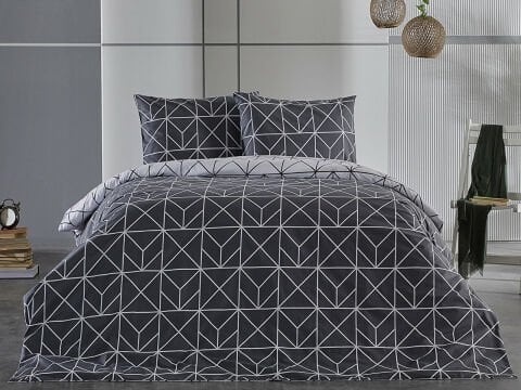 Ranforce Polka Nevresim Takımı Tek King Size - Antrasit