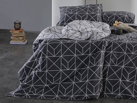 Ranforce Polka Nevresim Takımı Çift King Size - Antrasit