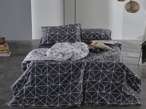 Ranforce Polka Nevresim Takımı Çift King Size - Antrasit