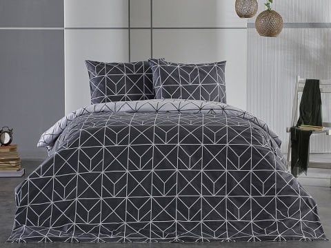 Ranforce Polka Nevresim Takımı Çift King Size - Antrasit
