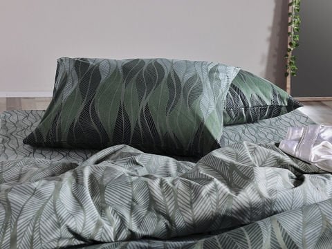 Ranforce Leaf Nevresim Takımı Çift Kişilik - Yeşil