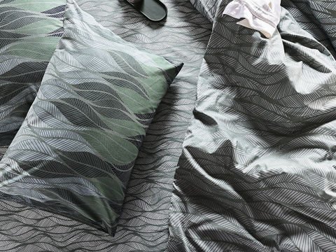 Ranforce Leaf Nevresim Takımı Çift King Size - Yeşil