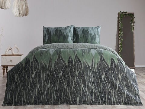Ranforce Leaf Nevresim Takımı Tek Kişilik - Yeşil
