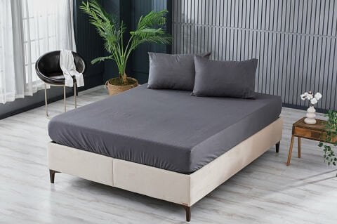 Colourful Fitted Çarşaf Çift Kişilik - Antrasit