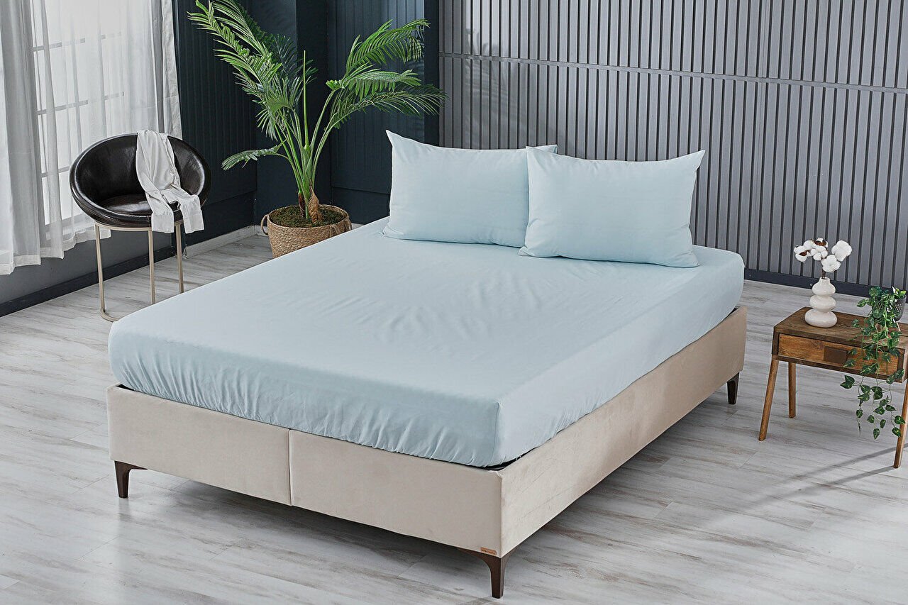 Colourful Fitted Çarşaf Tek King Size - Mavi