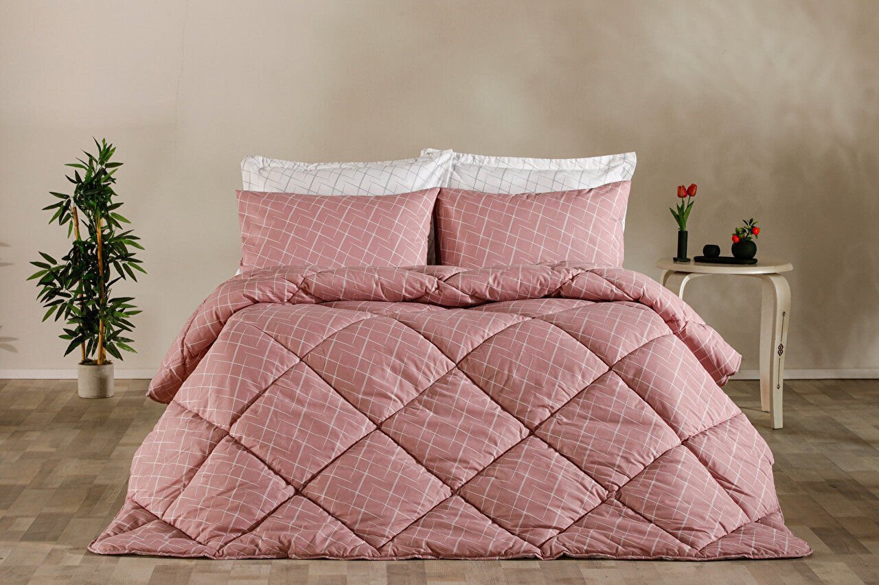 Easy Cotton Glimmer Comforter Set Tek Kişilik - Gül Kurusu