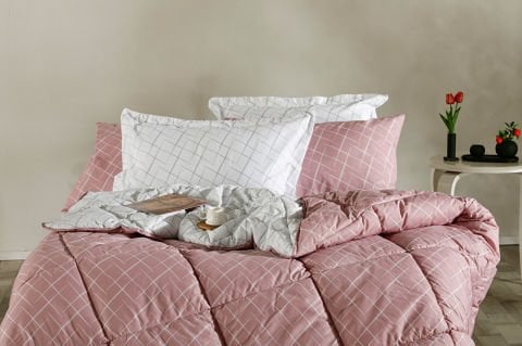 Easy Cotton Glimmer Comforter Set Tek Kişilik - Gül Kurusu