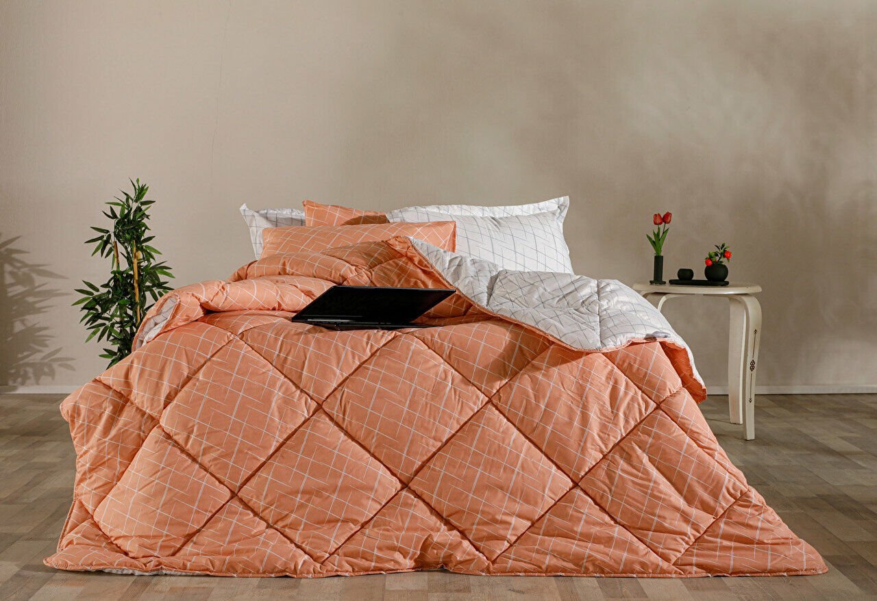 Easy Cotton Glimmer Comforter Set Tek Kişilik - Somon