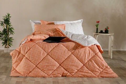 Easy Cotton Glimmer Comforter Set Tek Kişilik - Somon
