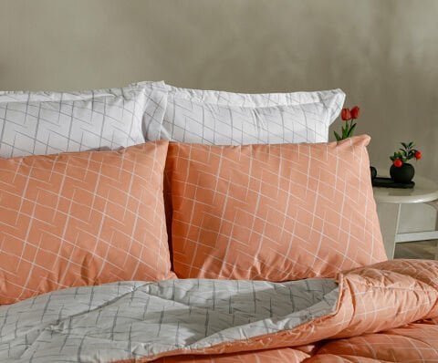 Easy Cotton Glimmer Comforter Set Tek Kişilik - Somon