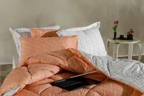 Easy Cotton Glimmer Comforter Set Tek Kişilik - Somon