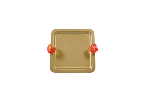 Marietta Gold Metal Dekoratif Tepsi Standart
