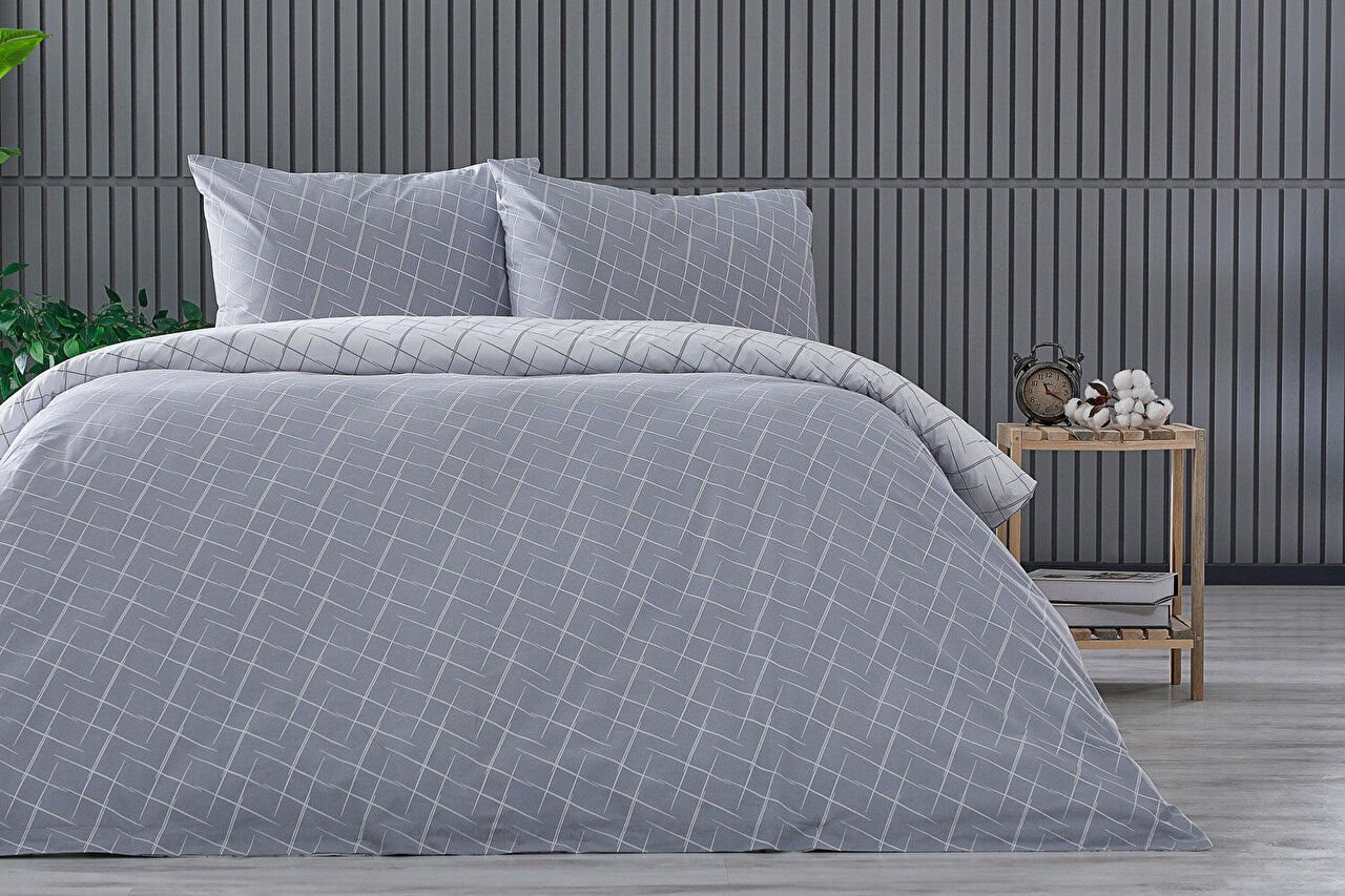 Easy Cotton Glimmer Nevresim Takımı Çift Kişilik - Gri