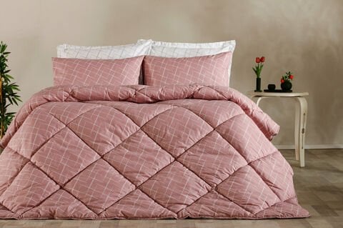 Easy Cotton Glimmer Comforter Set Çift Kişilik - Gül Kurusu