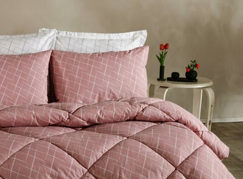 Easy Cotton Glimmer Comforter Set Çift Kişilik - Gül Kurusu
