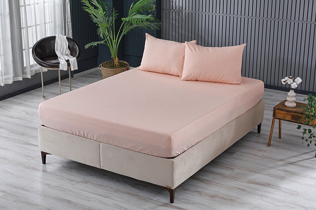 Colourful Fitted Çarşaf Çift King Size - Somon