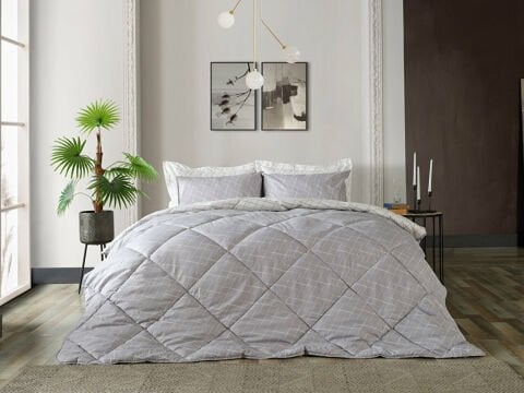 Easy Cotton Glimmer Comforter Set Çift Kişilik - Gri