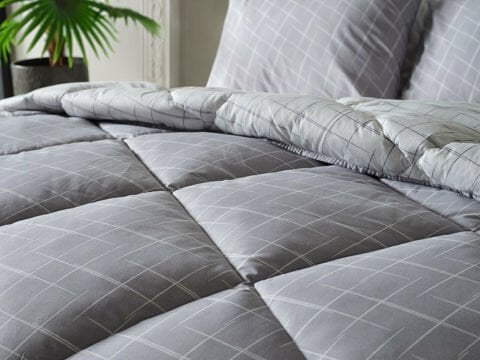 Easy Cotton Glimmer Comforter Set Çift Kişilik - Gri