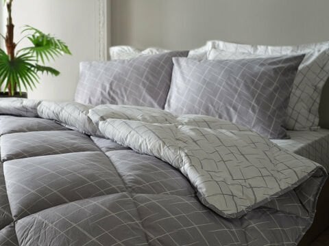 Easy Cotton Glimmer Comforter Set Çift Kişilik - Gri