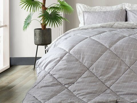 Easy Cotton Glimmer Comforter Set Çift Kişilik - Gri
