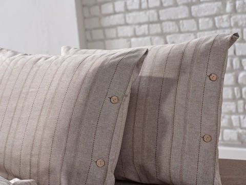 İpliği Boyalı Mabel Nevresim Takımı Çift Kişilik - Kahve