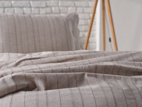 İpliği Boyalı Mabel Nevresim Takımı Çift Kişilik - Kahve