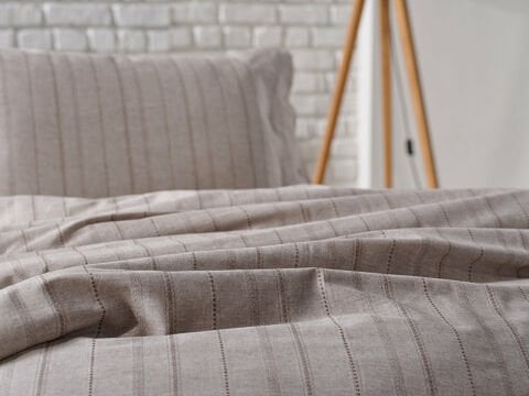 İpliği Boyalı Mabel Nevresim Takımı Tek Kişilik - Kahve
