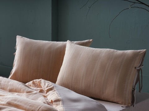 İpliği Boyalı Ahenk Nevresim Takımı Çift Kişilik - Bej