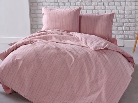 İpliği Boyalı Mabel Nevresim Takımı Çift Kişilik - Bordo