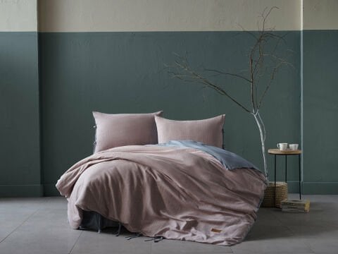 İpliği Boyalı Ahenk Nevresim Takımı Çift Kişilik - Mavi