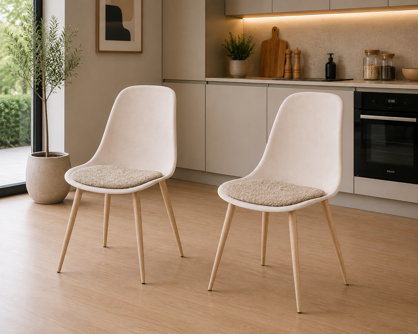 2'li Bohem Sandalye 47x86x43 cm - Krem