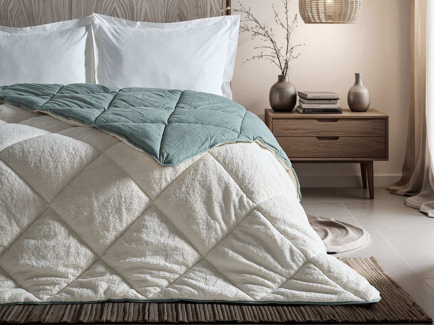 Double Comfort Uyku Paketi Tek Kişilik - Ekru - Yeşil