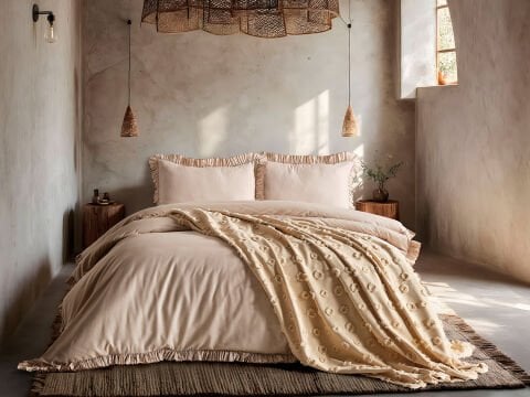 Bohem Serisi Bonivia Nevresim Takımı Tek Kişilik - Vizon