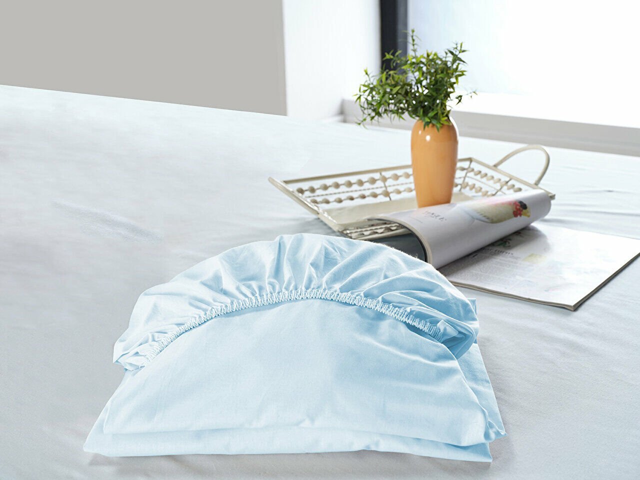 New Cotton Çarşaf Çift King Size - Mavi