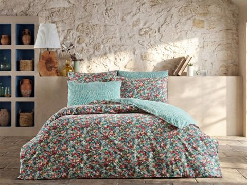 Leris Ranforce Elit Nevresim Takımı Çift King Size - Koyu Yeşil