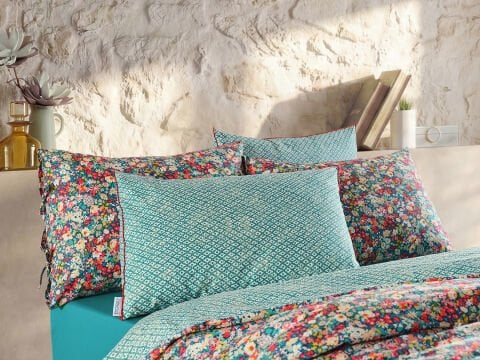 Leris Ranforce Elit Nevresim Takımı Çift King Size - Koyu Yeşil