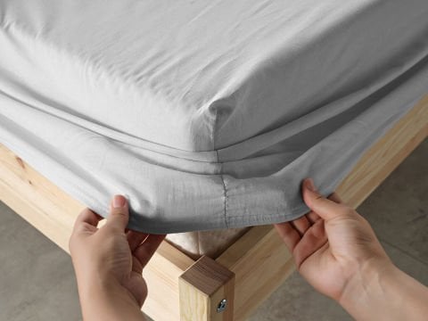 New Cotton Çarşaf Çift King Size - Gri