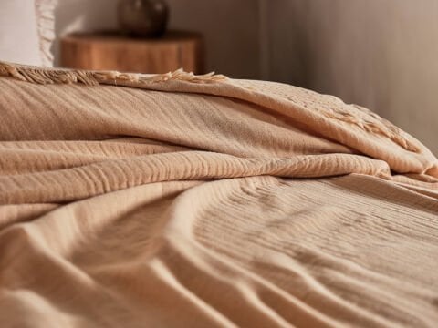 Natura Müslin Çok Amaçlı Örtü Tek Kişilik - Cappucino