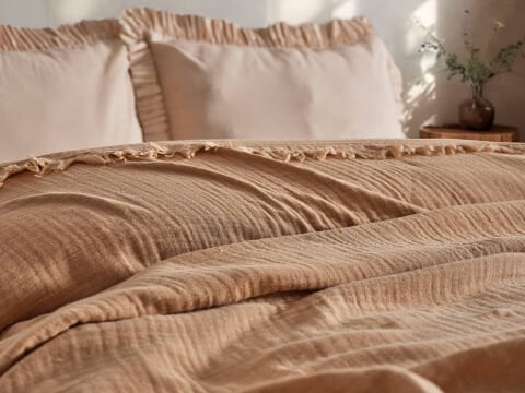 Natura Müslin Çok Amaçlı Örtü Tek Kişilik - Cappucino