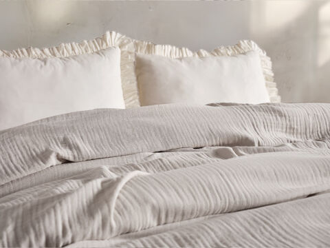 Natura Müslin Çok Amaçlı Örtü Çift Kişilik - Açık Gri