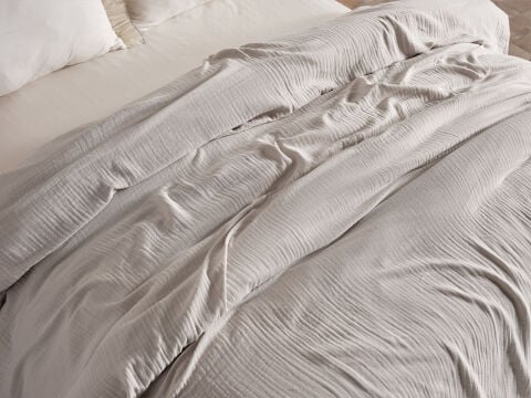 Natura Müslin Çok Amaçlı Örtü Çift Kişilik - Açık Gri