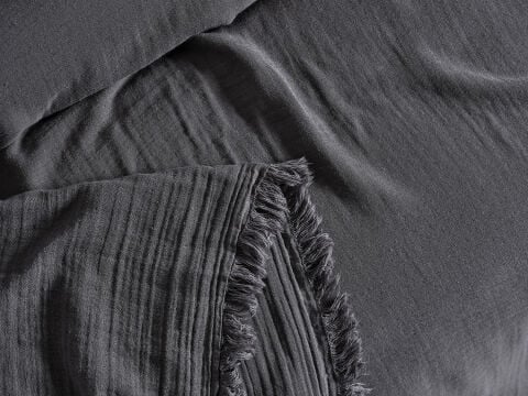 Natura Müslin Çok Amaçlı Örtü Çift Kişilik - Koyu Gri