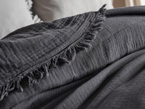 Natura Müslin Çok Amaçlı Örtü Çift Kişilik - Koyu Gri