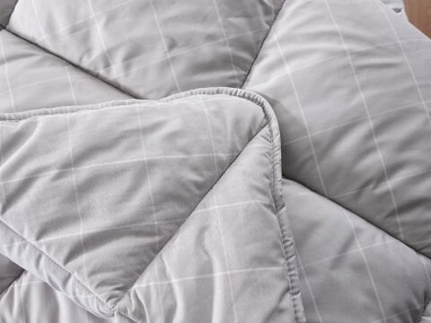 Mora Microfiber Desenli Yorgan Çift Kişilik - Gri