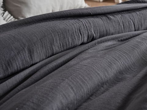 Natura Müslin Çok Amaçlı Örtü Çift Kişilik - Koyu Gri