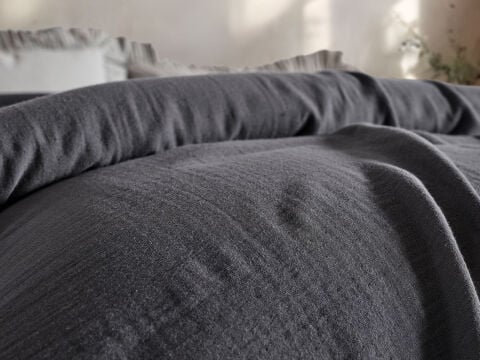 Natura Müslin Çok Amaçlı Örtü Çift Kişilik - Koyu Gri
