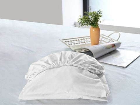 New Cotton Çarşaf Tek King Size - Beyaz