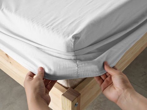 New Cotton Çarşaf Tek King Size - Beyaz