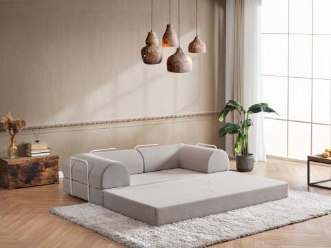 Bohem Keten İkili Koltuk Bej